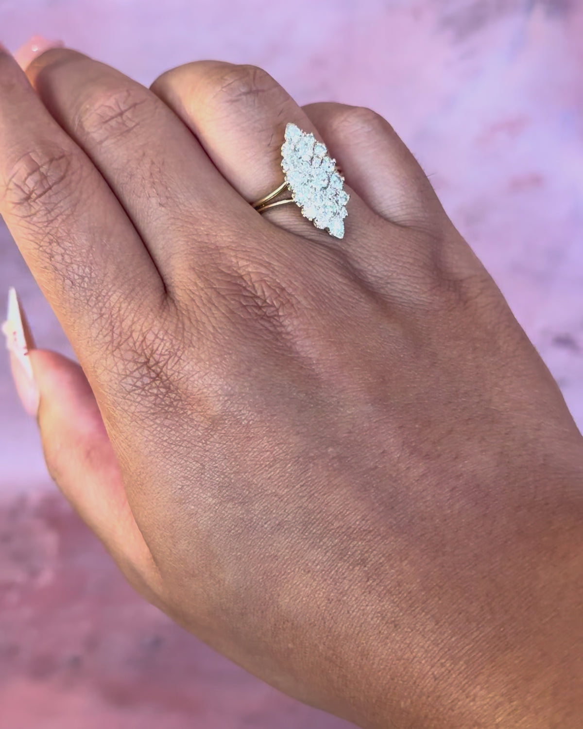 Bague Marquise Diamants 1.15 carat  &amp; Or 18 carats 5.37g "Gloire"