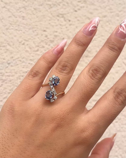Bague Toi &amp; Moi Saphirs 1.30 carat &amp; Diamants &quot;Mireille&quot;