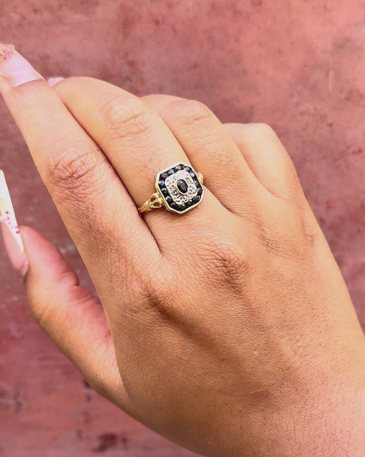 Bague Art-Déco Saphirs 0.90 carat &amp; Diamants "Flavie"