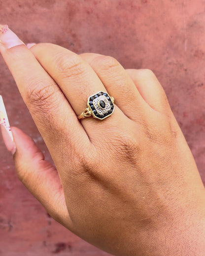 Bague Art-Déco Saphirs 0.90 carat &amp; Diamants "Flavie"