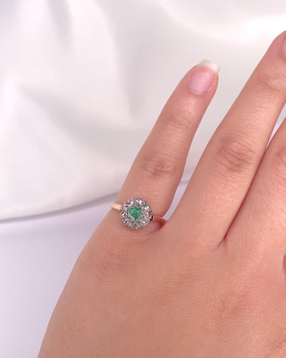 Bague Marguerite Émeraude &amp; Diamants "Eglantine"