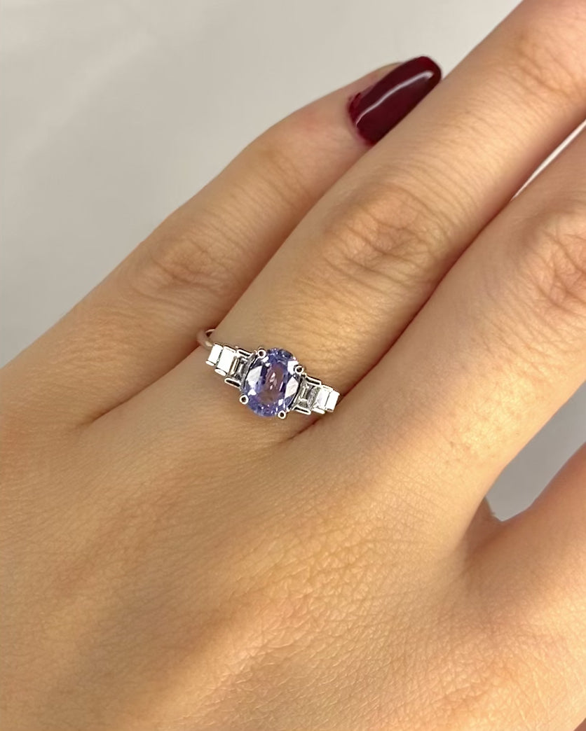 Bague Trilogie Tanzanite 0.90 carat &amp; Diamants "Sandra"