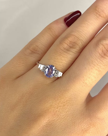 Bague Trilogie Tanzanite 0.90 carat &amp; Diamants "Sandra"
