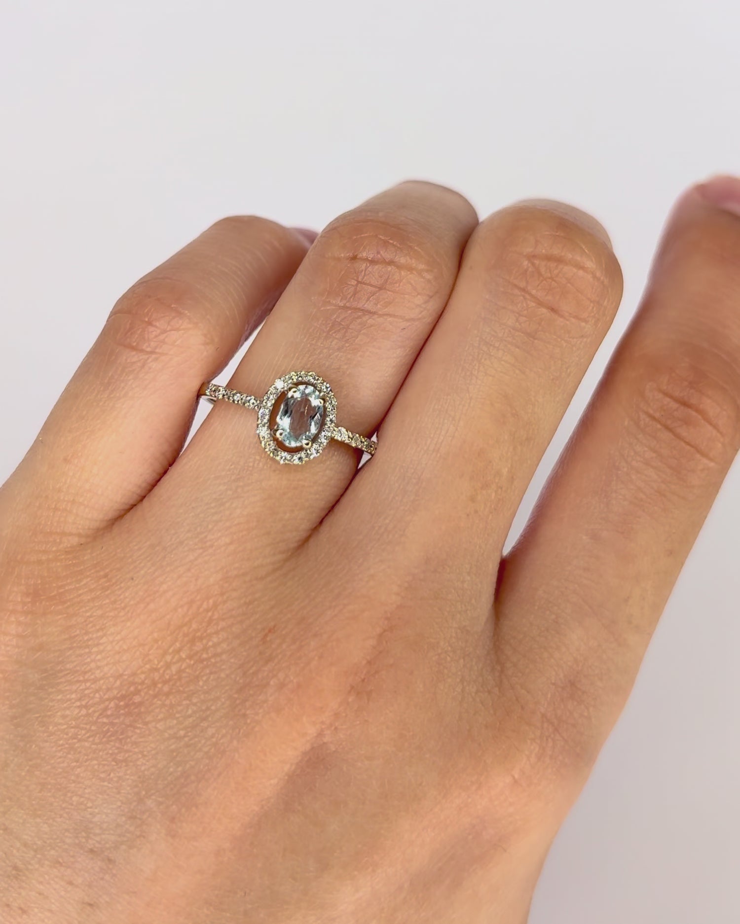 Bague Style Art-Déco Aigue-Marine &amp; Diamants "Coline"