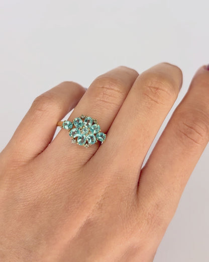 Bague Marguerite Apatites 1.65 carat &amp; Diamants "Rina"