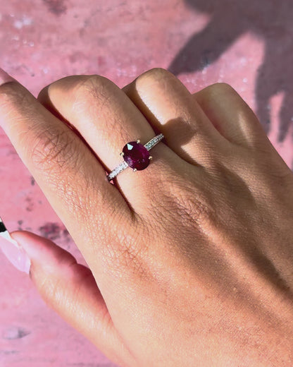 Bague Solitaire Rubis 2.78 carats &amp; Diamants "Télma"