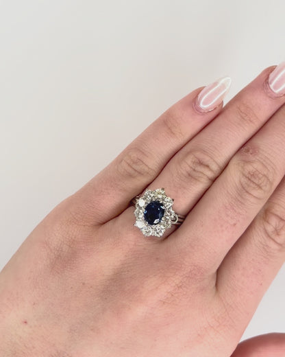 Bague Marguerite Saphir 1.60 carat &amp; Diamants 1.50 carat "Philippa"