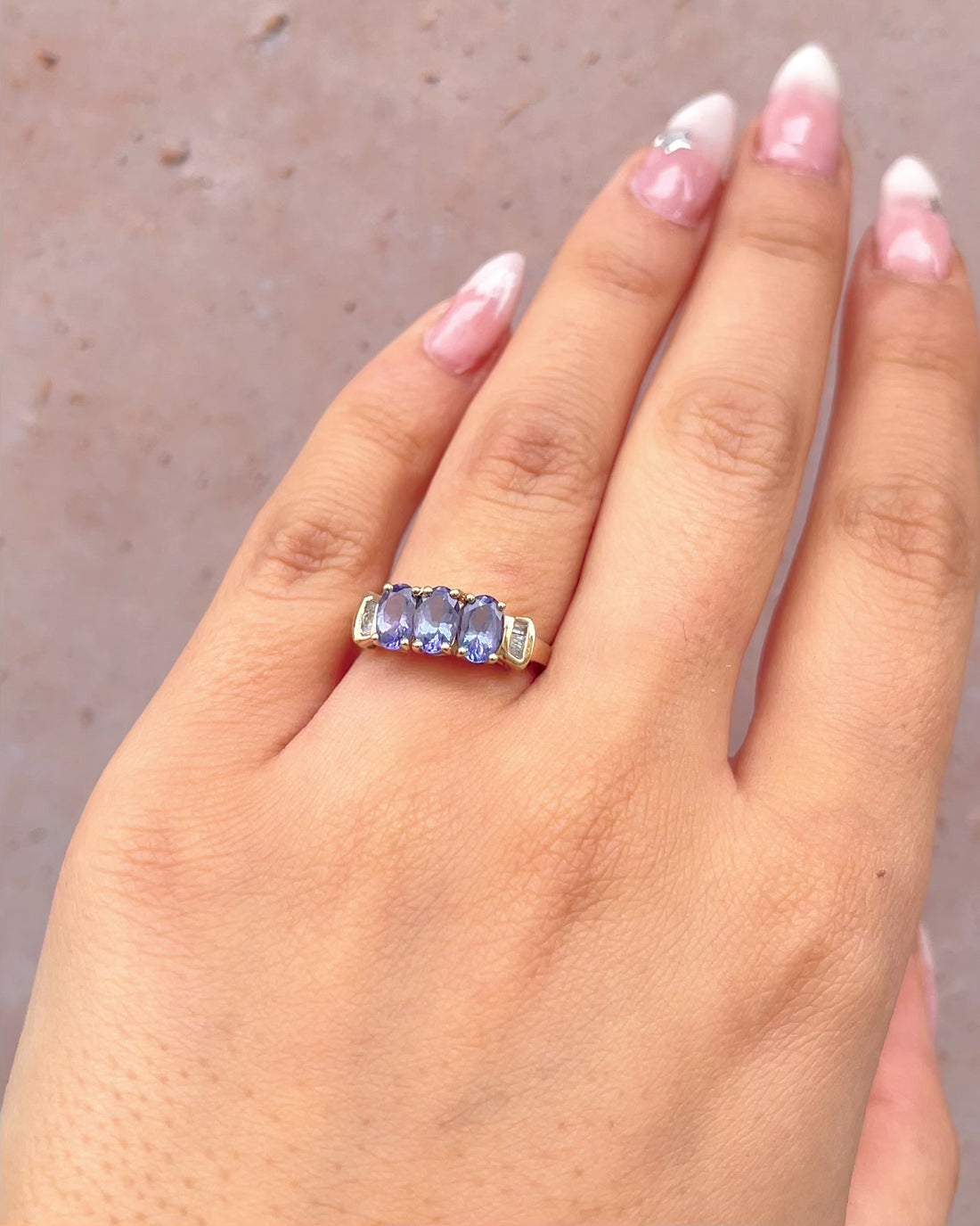 Bague Trilogie Tanzanites 1.35 carat &amp; Diamants "Cléa"