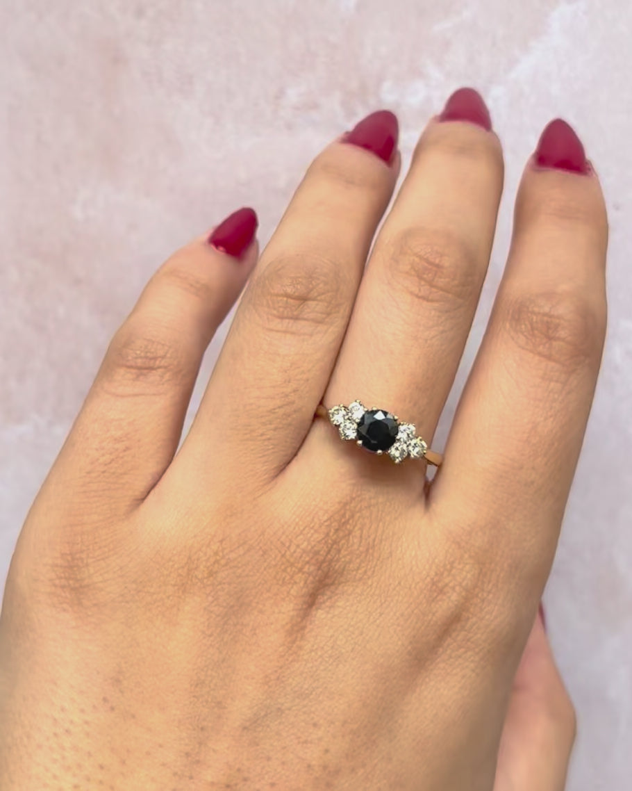 Trilogy Ring with 0.80 Carat Sapphire &amp; 0.42 Carat Diamond "Lola"