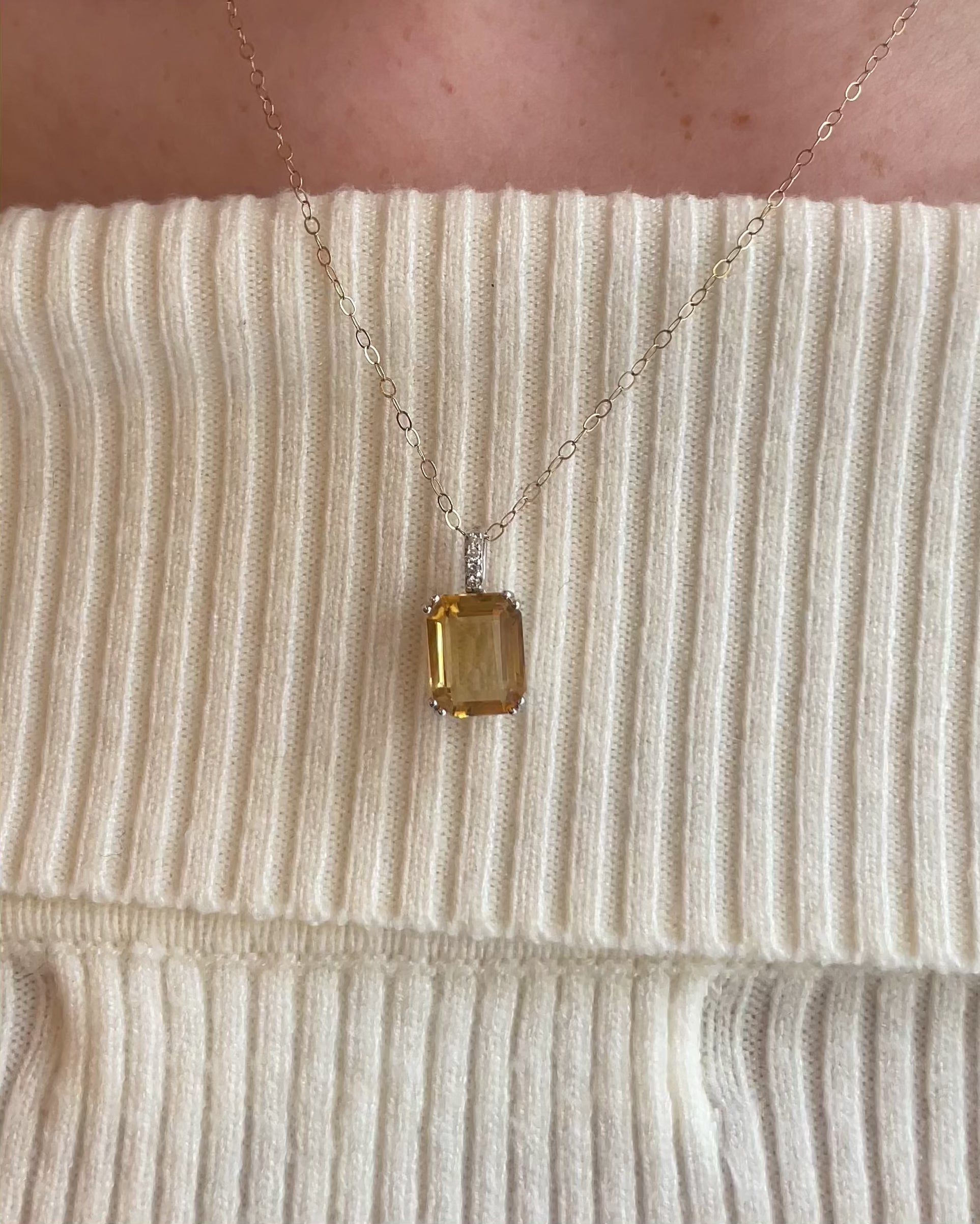 Pendentif Citrine 2.90 carats &amp; Diamants “Hermine”