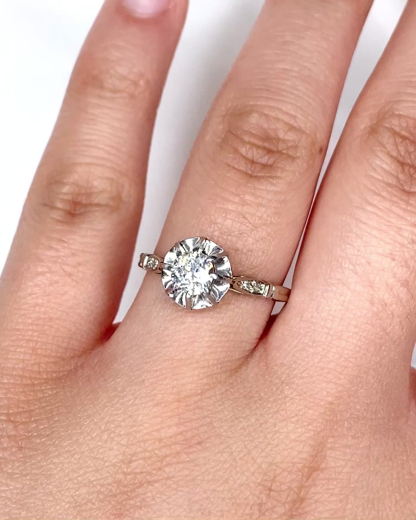 Bague Solitaire Art-déco Diamants 0.55 carat "Annette"