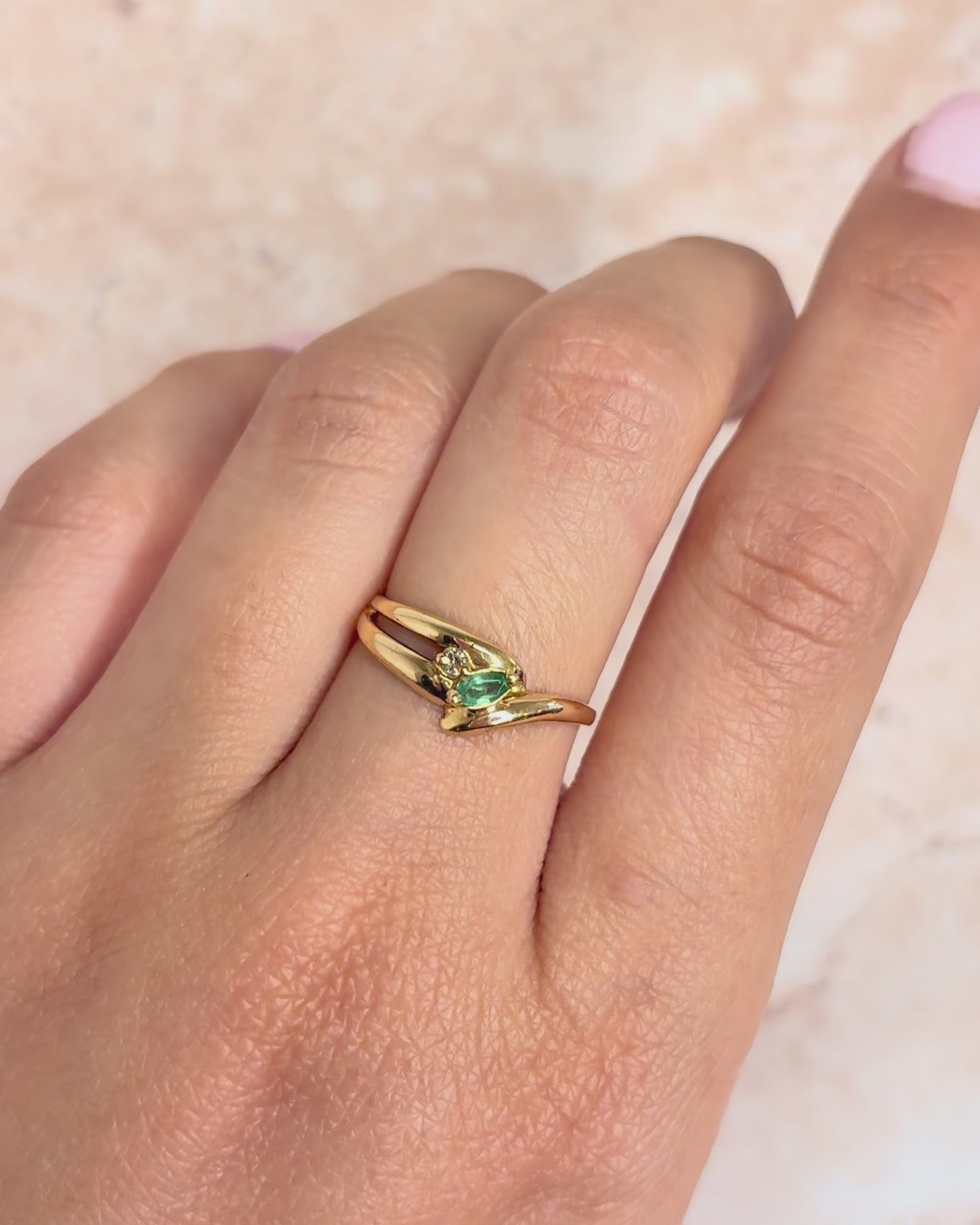 Bague Toi &amp; Moi Émeraude &amp; Diamant "Joline"