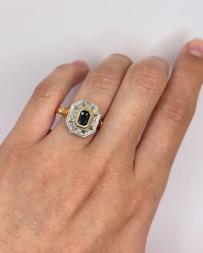 Bague Style Art Déco Saphir 0.50 carat &amp; Diamants "Nadejda"