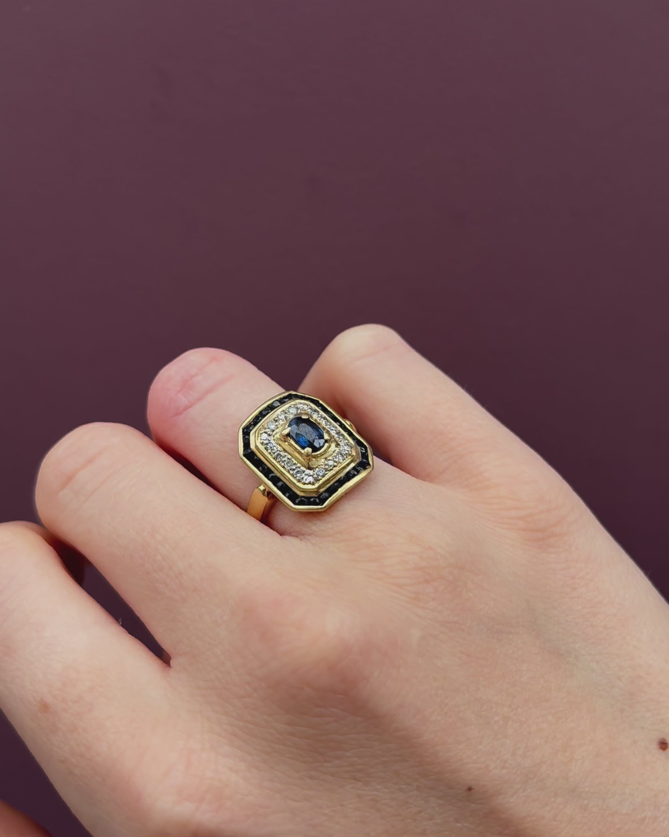 Bague Style Art-Déco Saphirs 1.34 Carat &amp; Diamants "Joey"