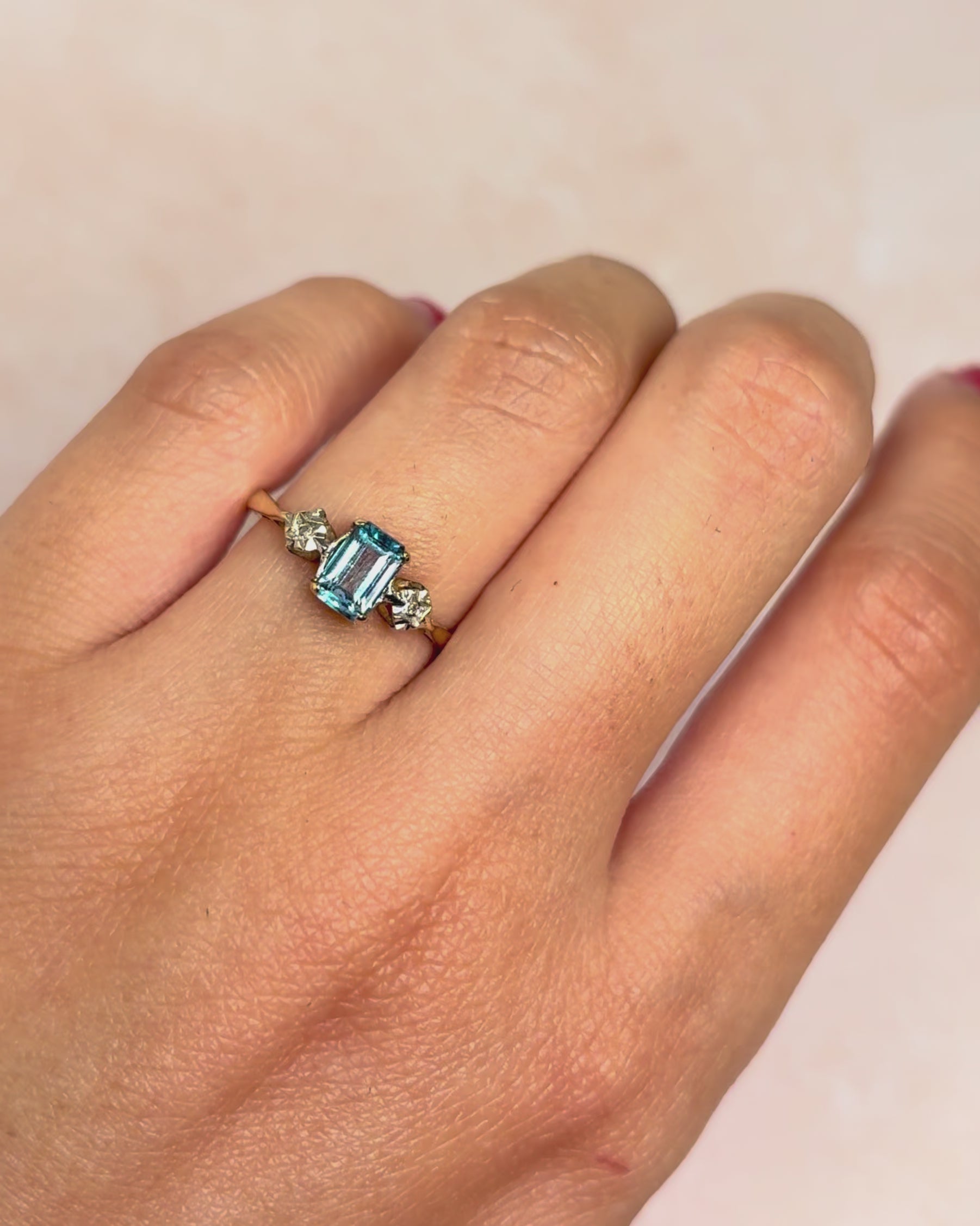 Trilogy Ring Topaz 0.75 Carat &amp; Diamonds "Aryna"