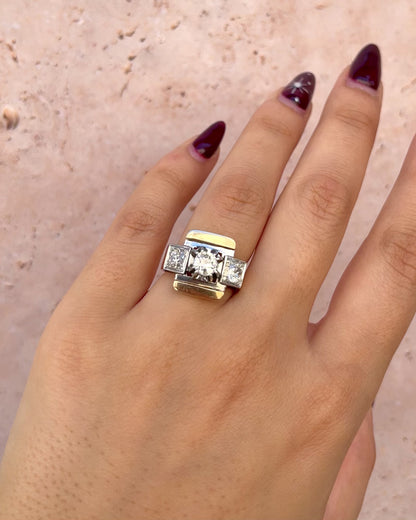Anillo Tank Diamantes 1,20 quilates y oro 7,37 g "Amandine"