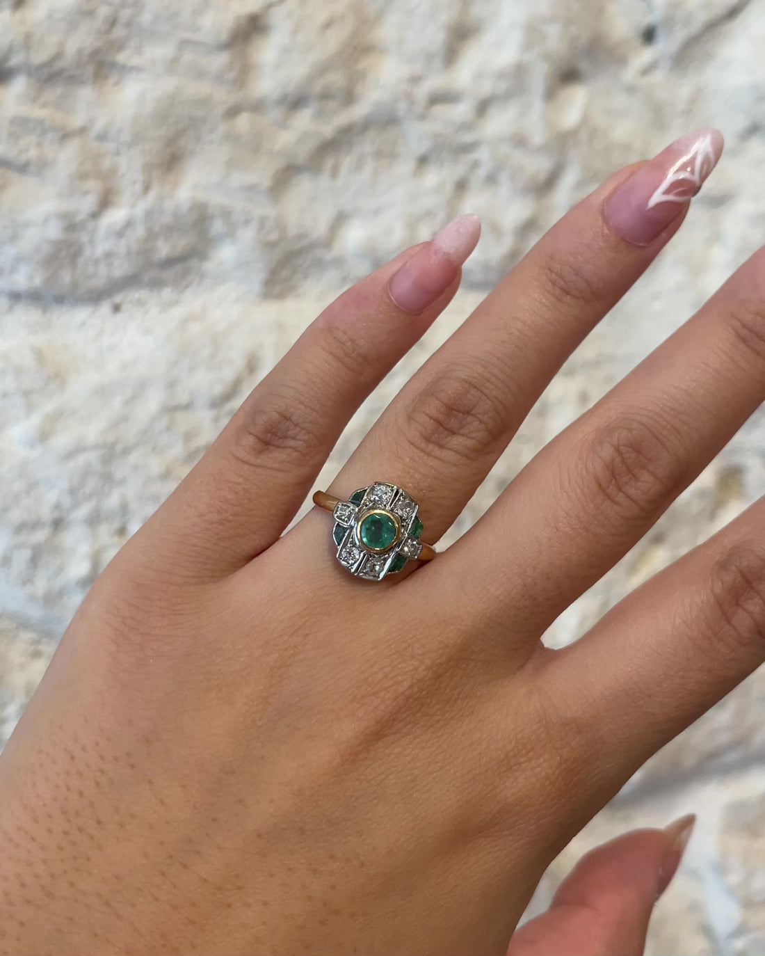 Bague Style Art Deco Émeraude &amp; Diamants &quot;Jane&quot;