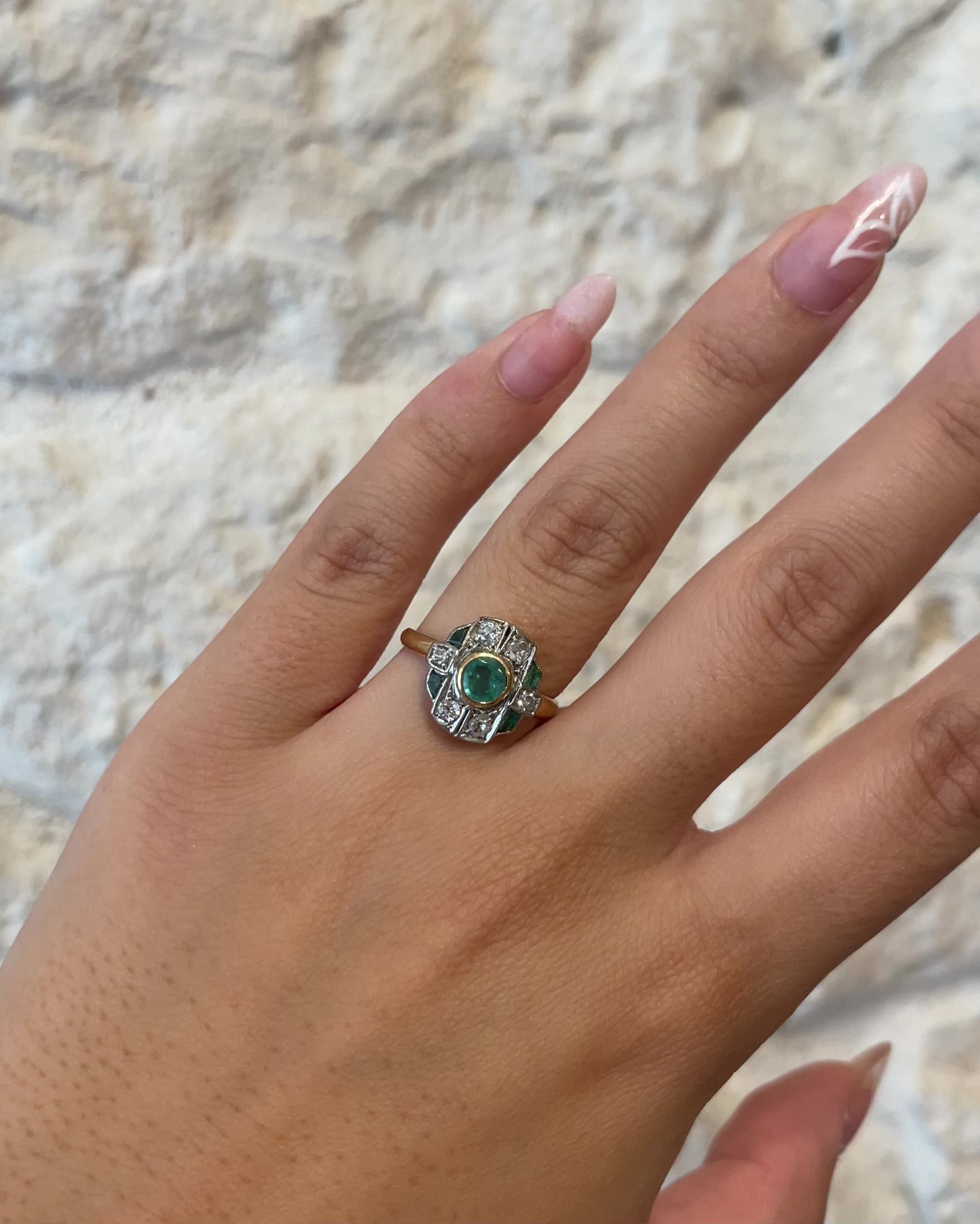Bague Style Art Deco Émeraude &amp; Diamants "Jane"