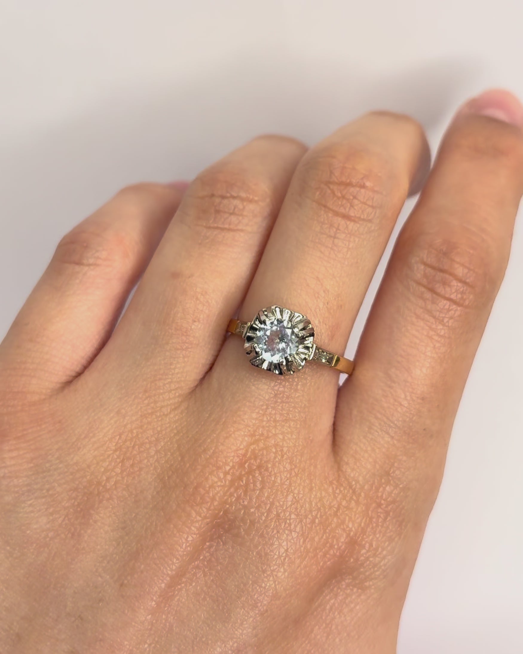 Bague Solitaire Aigue-Marine 0.80 carat &amp; Diamants "Maria"