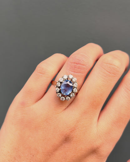 Bague Marguerite Saphir cornflower 2.35 carats &amp; Diamants 0.48 carat &quot;Sienna&quot;