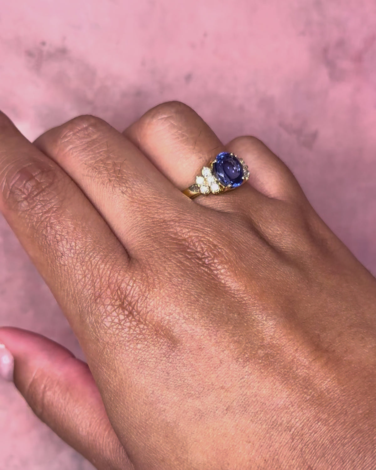 Tanzanite trilogy ring 2.50 carats &amp; diamonds 6.19g "Alizée"