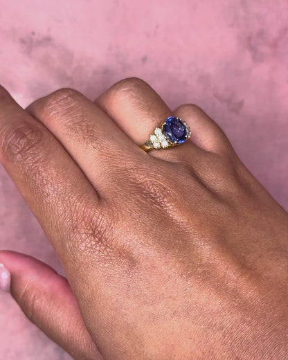 Tanzanite trilogy ring 2.50 carats &amp; diamonds 6.19g "Alizée"