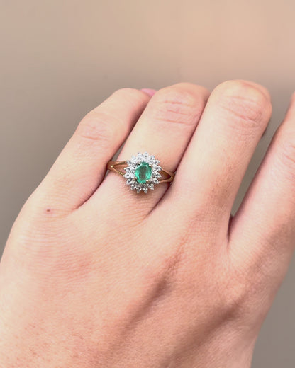 Marguerite Emerald 0.32 carat &amp; 28 Diamonds &quot;Odile&quot; Ring