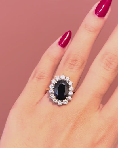 “Eleanore” Marguerite ring with a 5.60-carat sapphire and 1.12 carats of diamonds, 7.06 g
