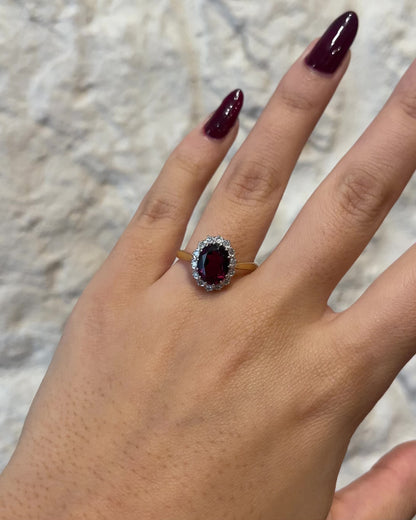 Bague Marguerite Grenat 2.10 carats &amp; Diamants &quot;Iléane&quot;