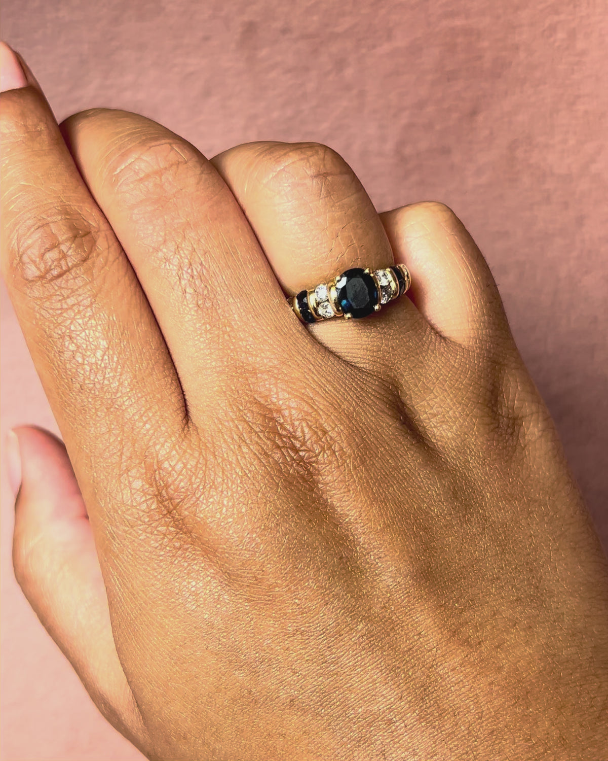 Bague Jonc Saphirs 1.43 carat &amp; Diamants 0.38 carat 4.47g "Coraline"