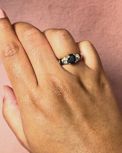 Bague Jonc Saphirs 1.43 carat &amp; Diamants 0.38 carat 4.47g "Coraline"