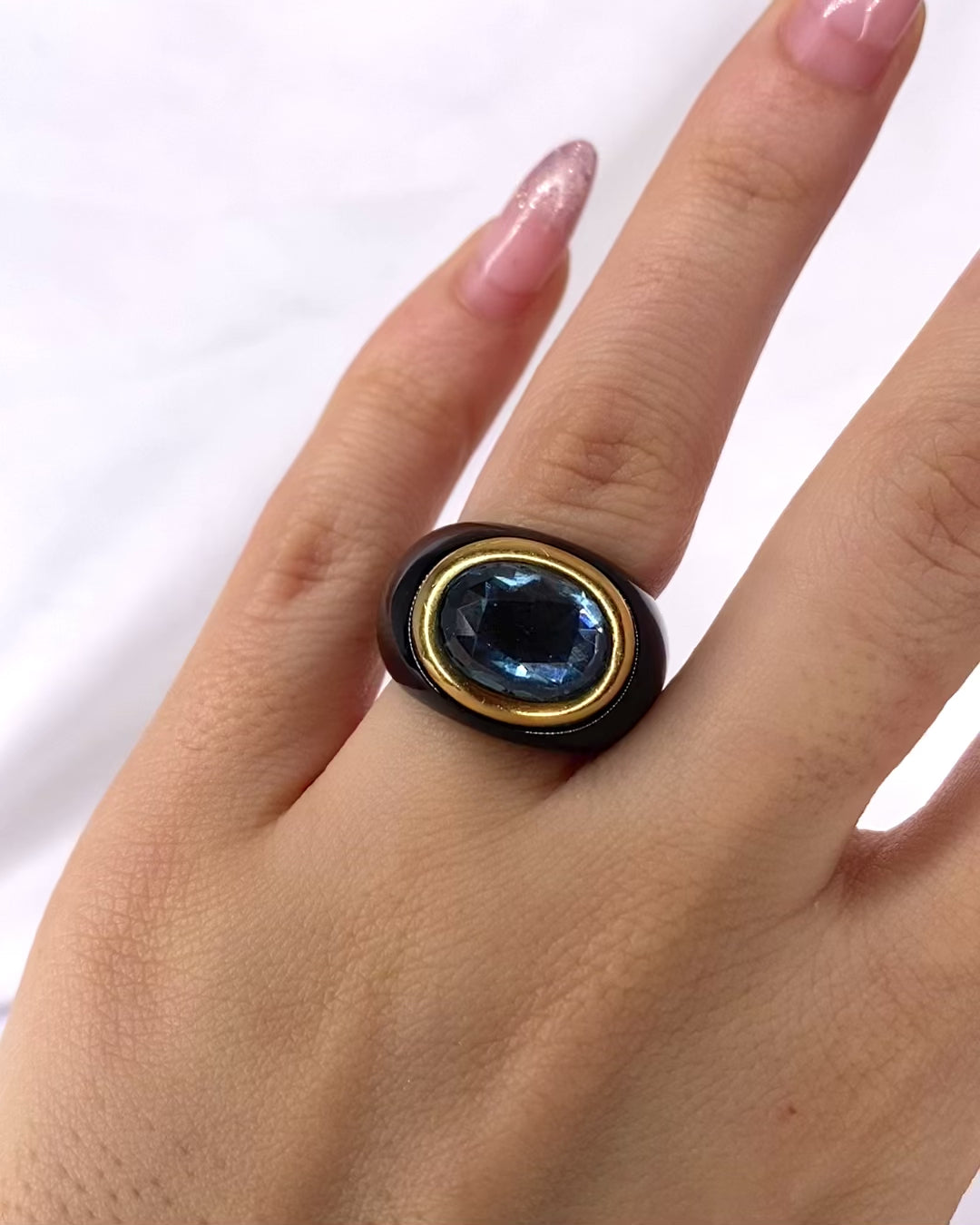 Bague Jonc Topaze 5.50 carats &amp; Résine "Carolina"