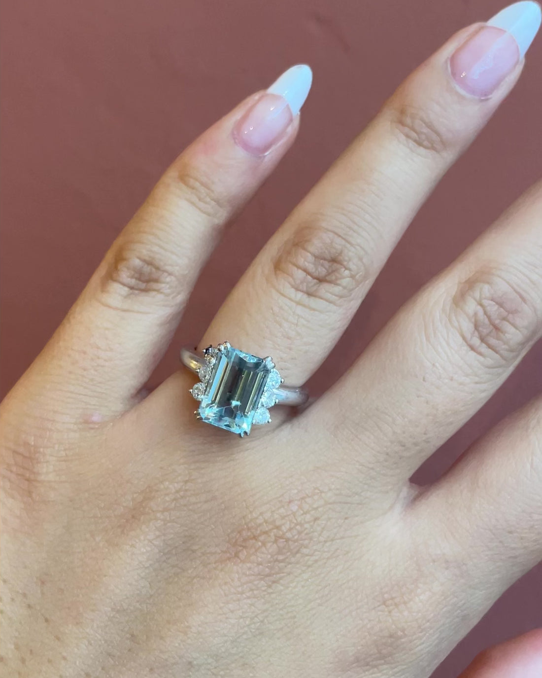 Bague Cocktail Aigue-Marine 3.80 Carats &amp; Diamants &quot;Déraé&quot;