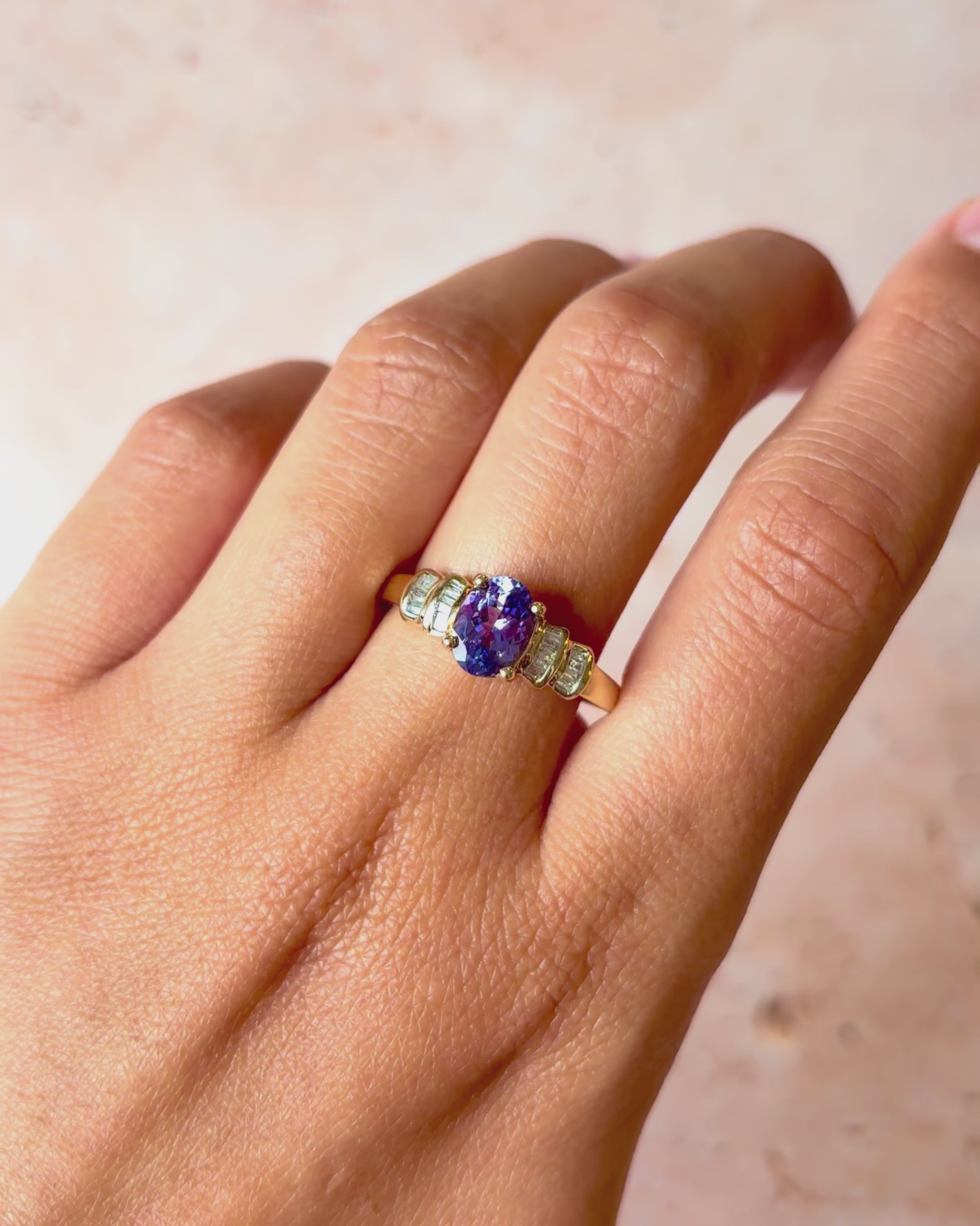 Bague Rivière Tanzanite 1.25 carat &amp; Diamants "Laura"