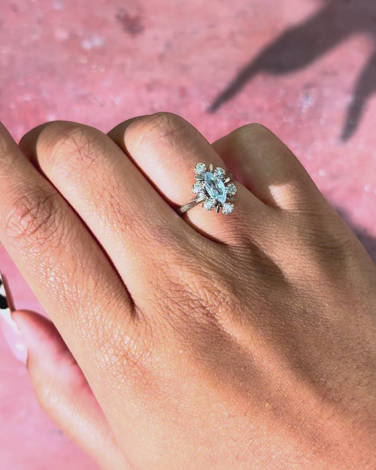 Bague Marquise Aigue-Marine &amp; Diamants "Mélania"