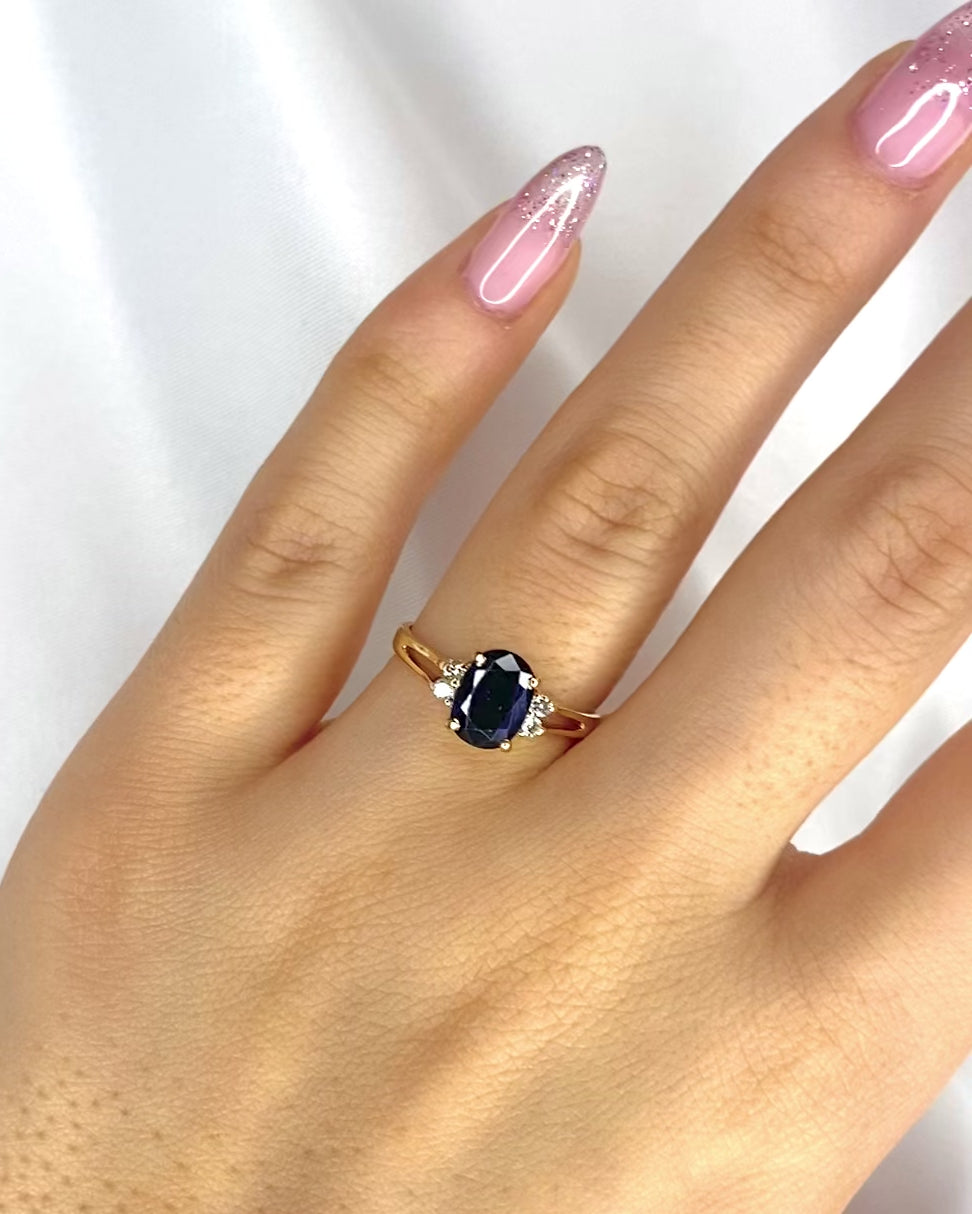 Bague Trilogie Saphir 1.45 carat &amp; Diamants "Léonie"