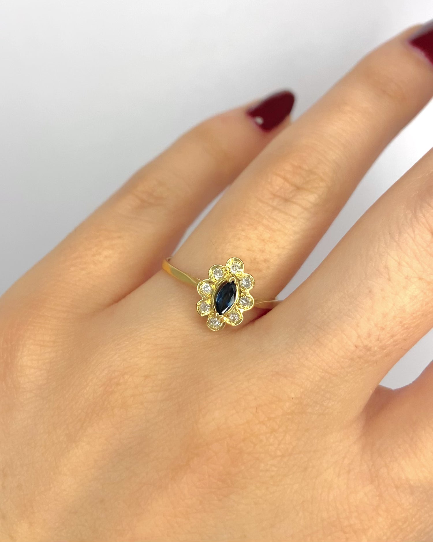 Bague Marguerite Marquise Saphir &amp; Diamants "Liya"