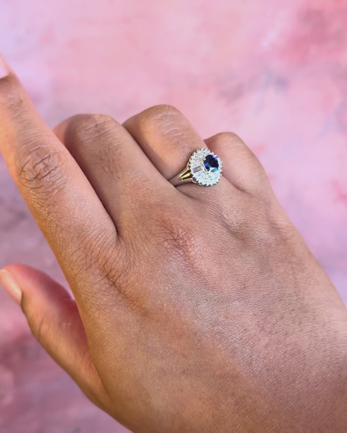 Bague Marguerite Saphir 0.60 carat &amp; Diamants 0.30 carat 4.04g "Lana"