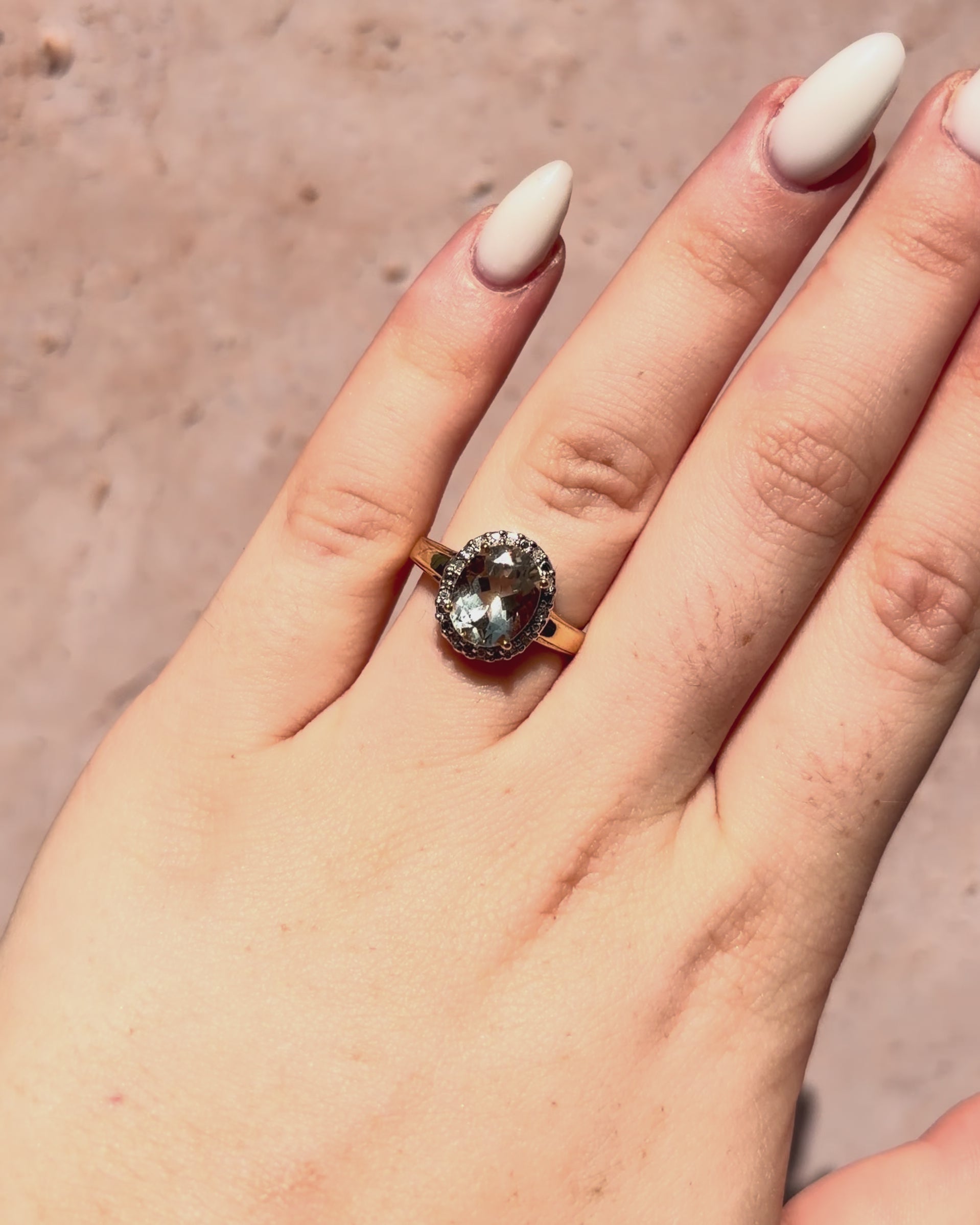 Solitaire Prasiolite 2.65 Carat &amp; Diamond Ring "Emma"
