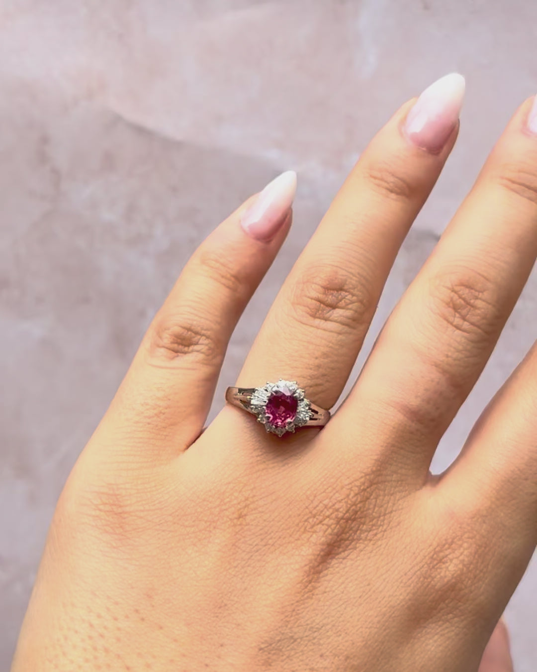 "Vivienne" Marguerite Ring with 0.93 Carat Mozambican Ruby &amp; 0.29 Carat Diamonds