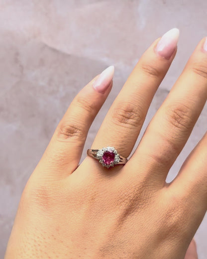 "Vivienne" Marguerite Ring with 0.93 Carat Mozambican Ruby &amp; 0.29 Carat Diamonds