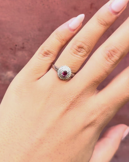 “Camilla” Daisy Ring with a 0.80-carat Ruby and 0.20-carat Diamonds