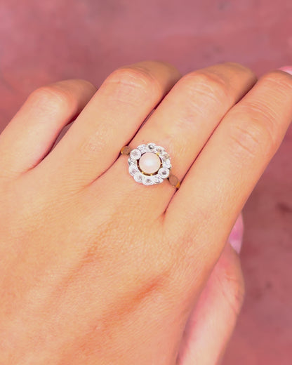 Bague Art-Nouveau Perle &amp; Diamants "Blanche"