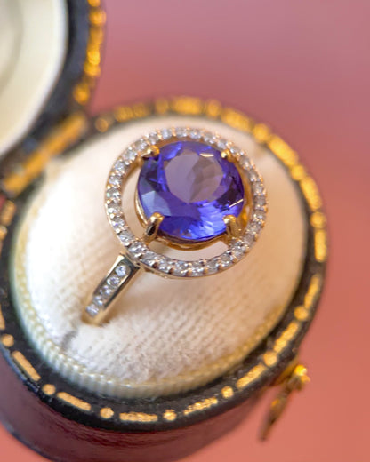 Bague Solitaire Tanzanite 2.30 carats &amp; Diamants 0.40 carat 4,59g "Iliana"