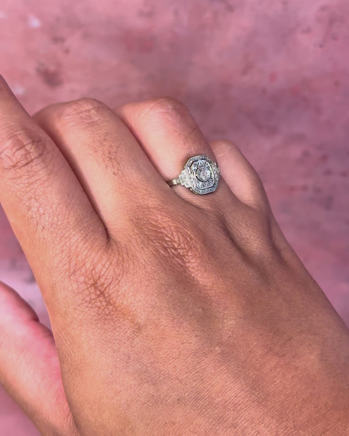 Anillo Art Déco con diamante "Solange"