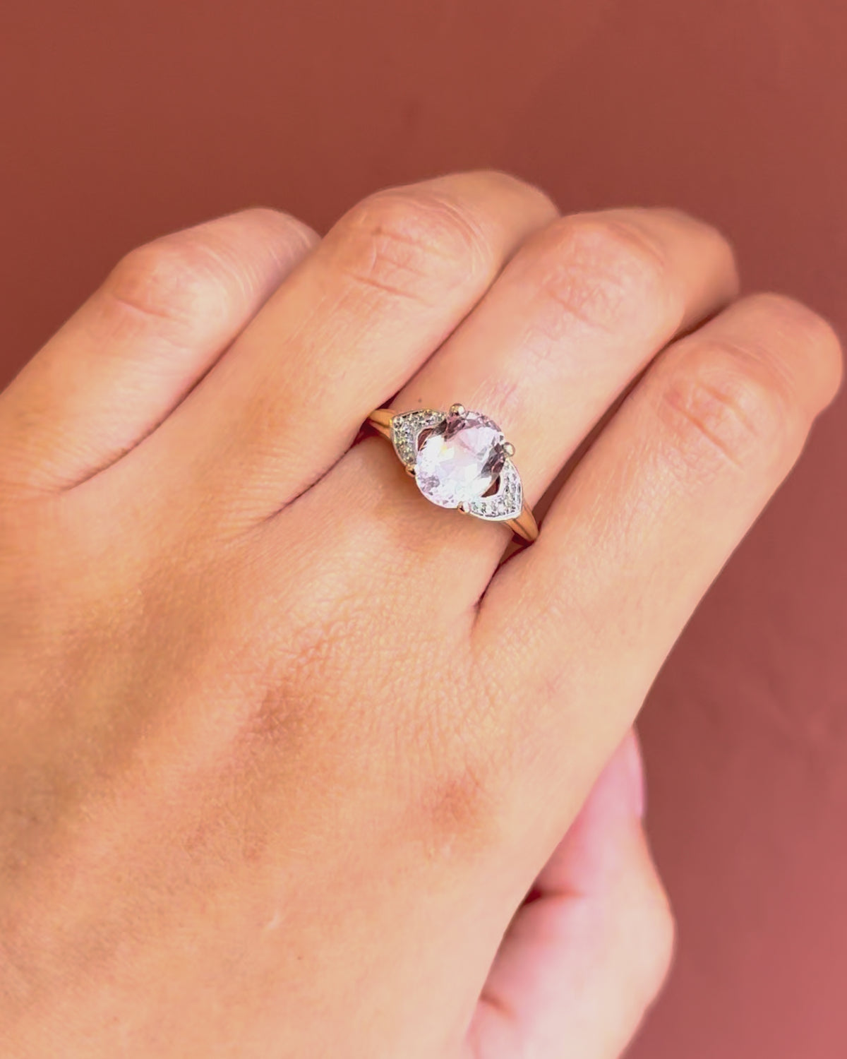 2.81-carat Kunzite &amp; Diamond Trilogy Ring "Sidoine"