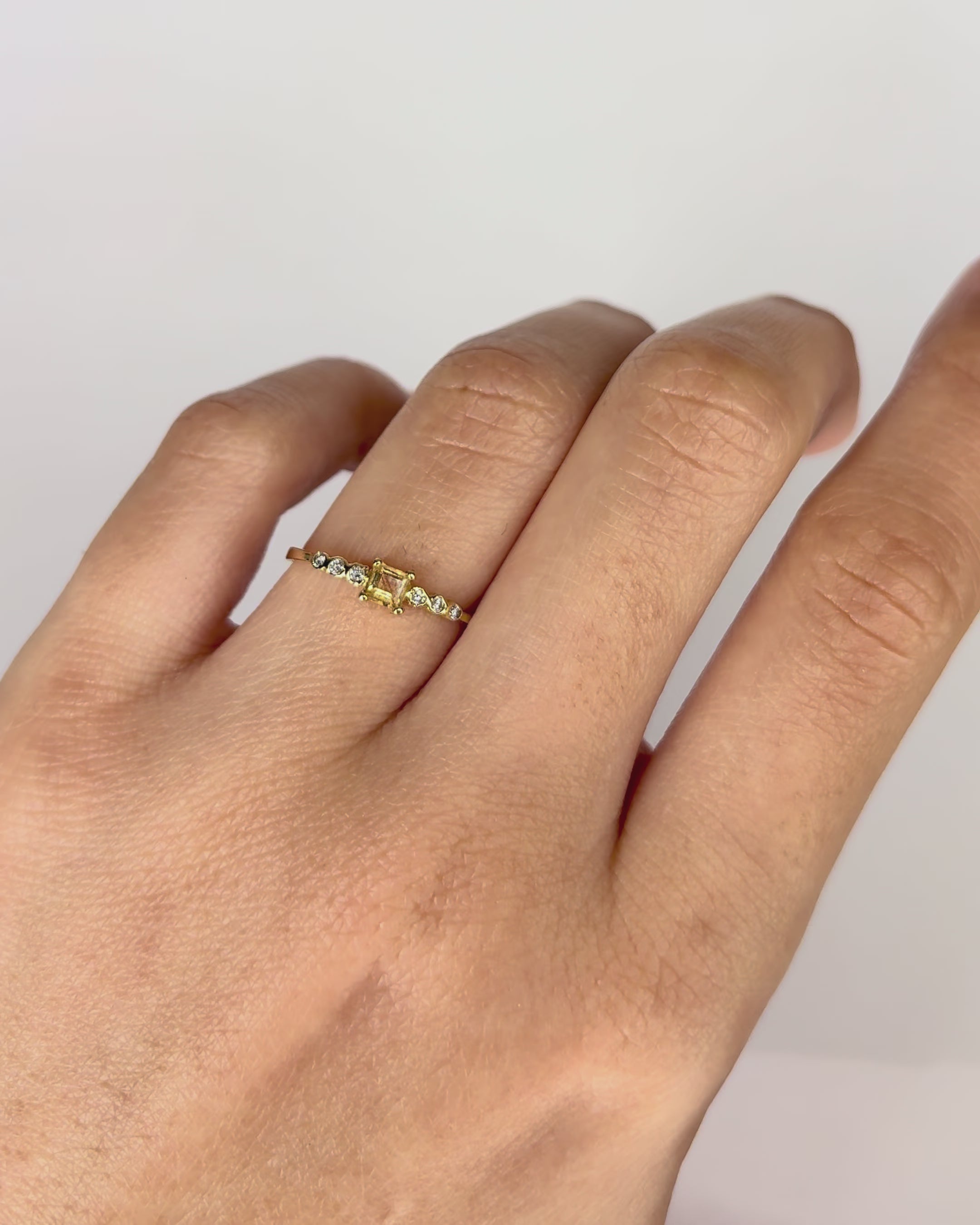 Bague Rivière Citrine &amp; Diamants "Leslie"