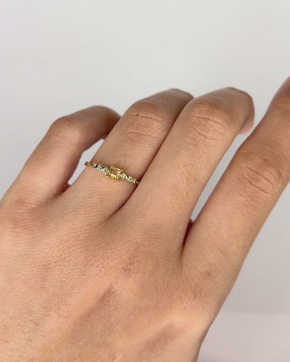 Rivière Ring Citrine &amp; Diamonds "Leslie"