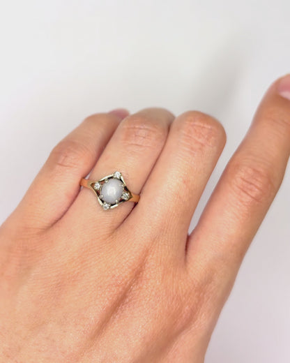 Bague Vintage Saphir Étoilé 1.20 carat &amp; Diamants "Ester"