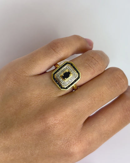 Bague Style Art Déco Saphirs 0.85 ct &amp; 4 Diamants &quot;Faustine&quot;